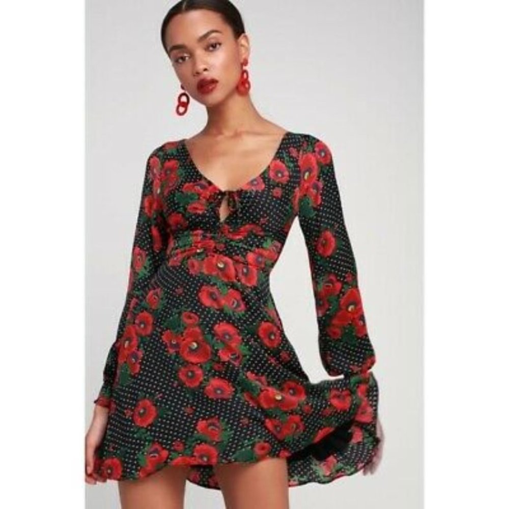 Free People Morning Light Poppy Mini Dress Size 12